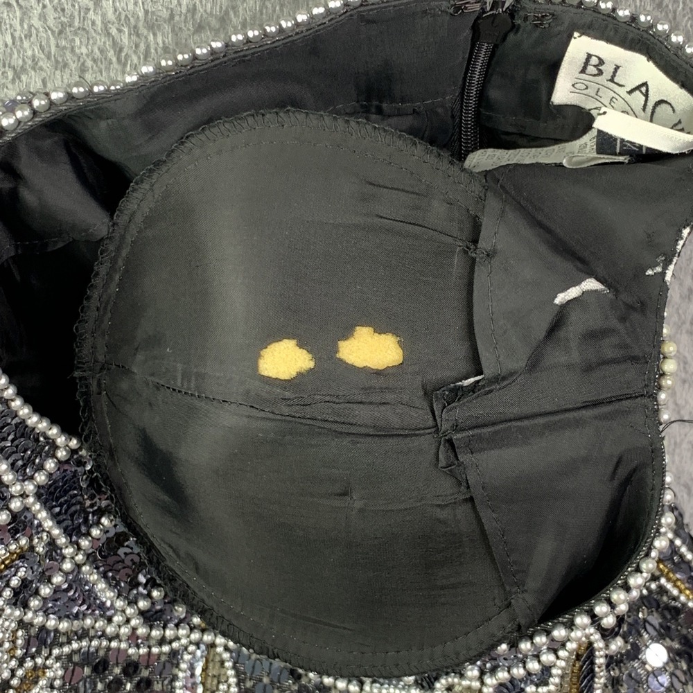 Black Tie Oleg Cassini Top Womens Size 8 Beaded Vintage Longsleeve Beautiful - Picture 13 of 14